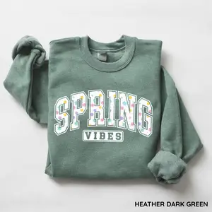 Spring Vibes Sweatshirt, Floral Varsity Spring Sweatshirt, Tshirt Design for Easter, Preppy Spring Graphic, Spring Flower