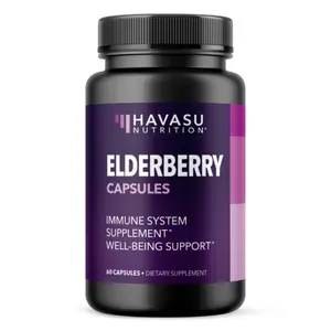 Sambucus Black Elderberry Capsules - Immune Support Supplement for Adults - 400mg of Extract Per Serving for Overall Wellness - Vegetarian-Friendly, Non-GMO, Unflavored - 60 Count, 2 Month Supply
