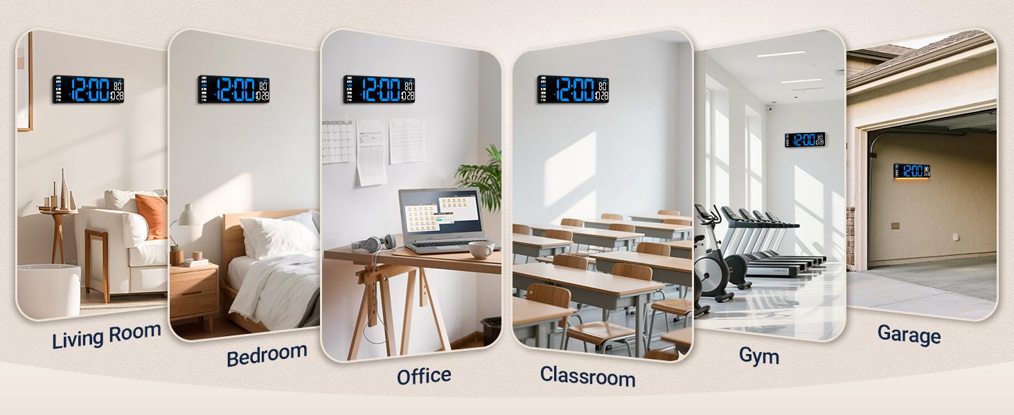 Large Screen Digital Wall Clock, Wired LED Alarm Clock with Remote Control, Date Week Temperature Humidity Display, Auto DST & Countdown Function, Suitable for Bedroom, Living Room, Classroom & Office, Ideal Gift for Father's Day, Digital Clock Decor, Lig