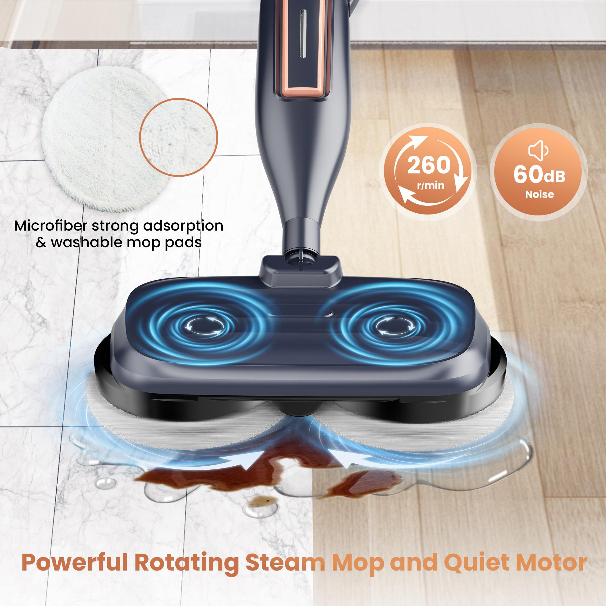 [FebFaves]DEVOAC VM6 Electric Rotating Steam Mop & Household Steam Cleaner, 10-in-1 Steam Mop, 3 Adjustable Steam Levels,Floors Clean, Kitchen, Tiles, Walls, Cabinets, Gaps; Fast Heat-Up, Removes Grease and Grime, Multi-Purpose Cleaning Tool