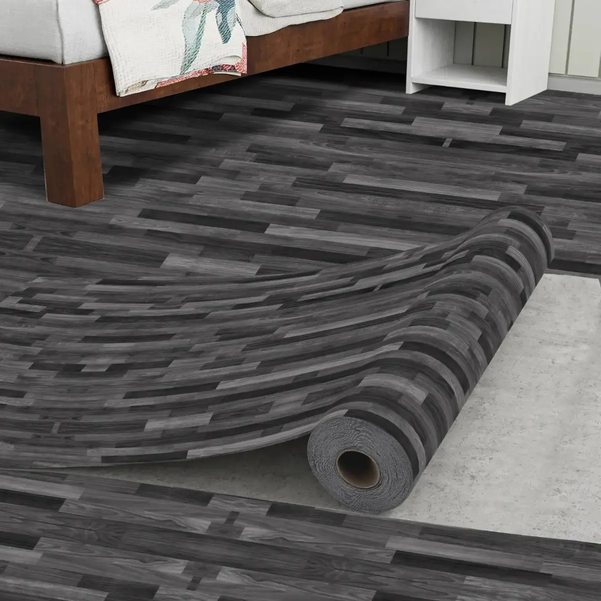 Self-Adhesive Durable PVC Floor Tiles - Non-Slip, Waterproof, Cut-to-Fit with Scissors, Easy-to-Clean Decorative Stickers for Kitchen, Laundry Room Indoor Floors