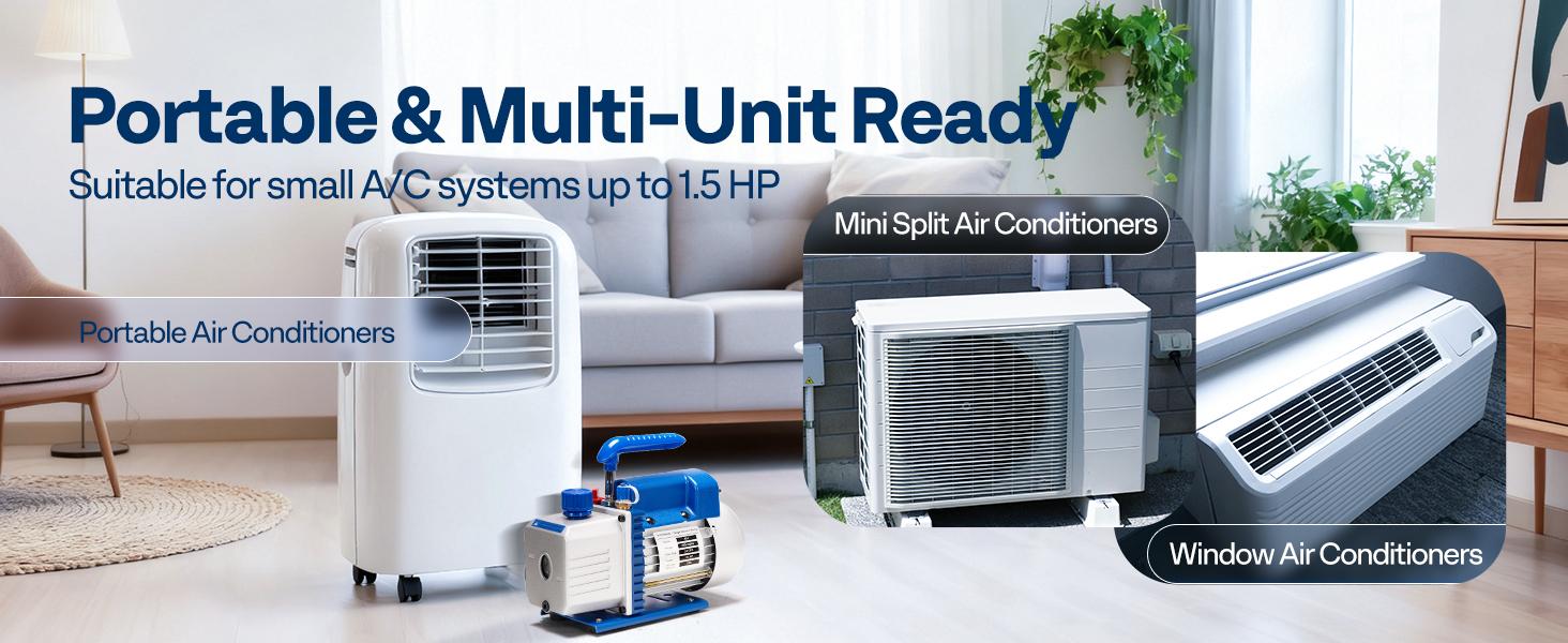 VIVOHOME AC Vacuum Pump and Manifold Gauge Set, 3.5 CFM 1/4 HP Single Stage Car AC Vacuum Pump Kit with 5ft Hoses for R134a R12 R22 R502, AC Service Kit for HVAC Mini Split Air Conditioner