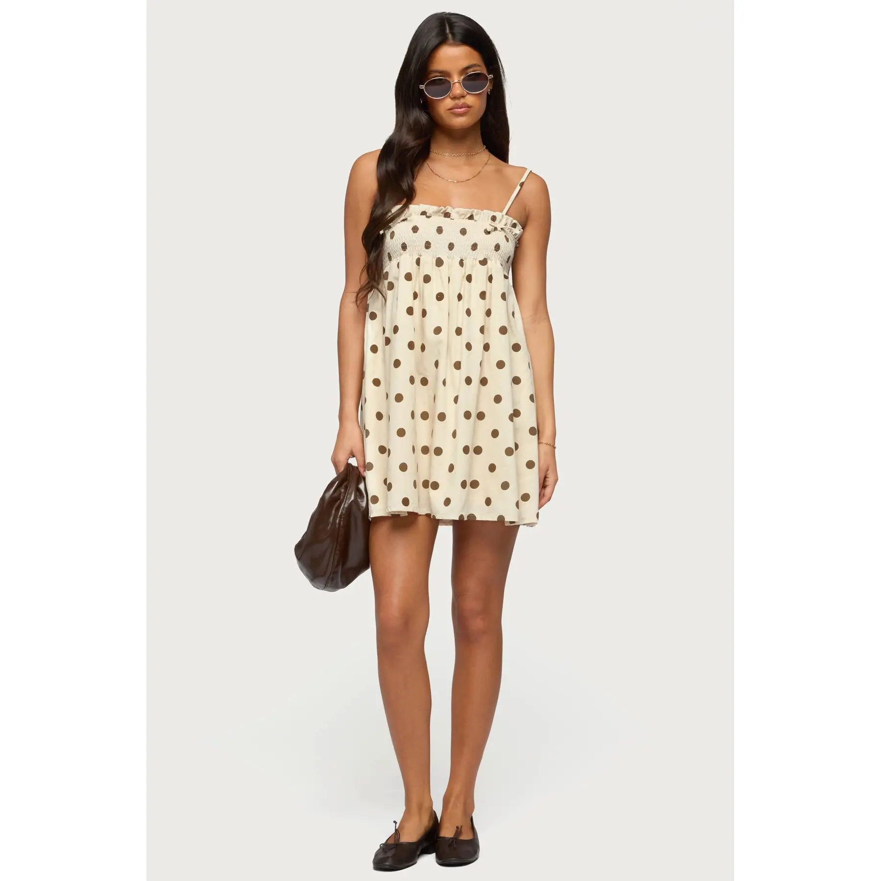Polka Dot Linen Look Mini Dress - TikTok Shop Polka Dot Linen Look Mini Dress - TikTok Shop
