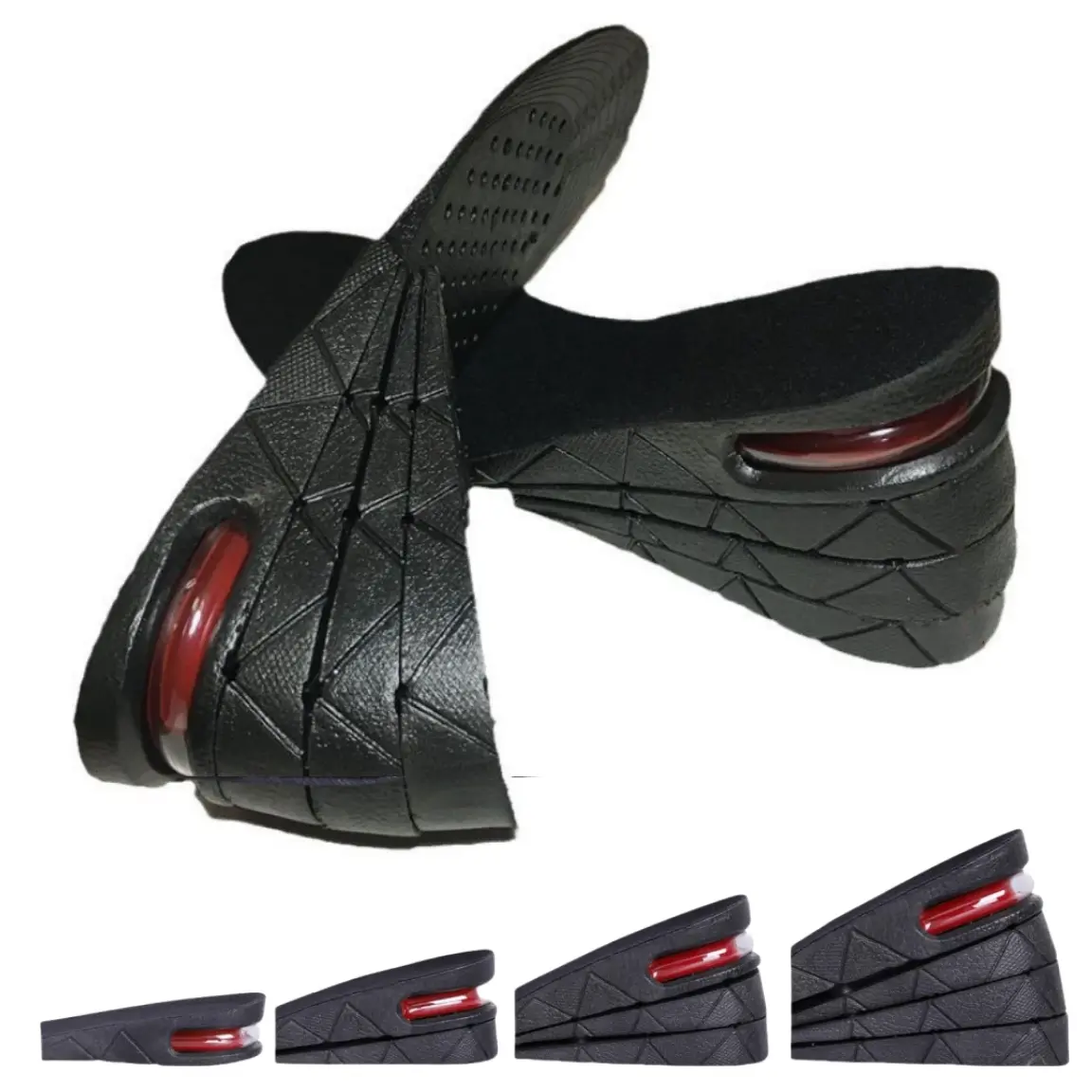 Height Increasing Shoe Insoles, 4-Layer Adjustable EVA Foam Footpads with Air Cushion Support, 3/4.5/6/7.5 cm Boosters for All Season Active Sole Footwear, Adjustable Footpads, Height Boosters, Tactical, Men/Women