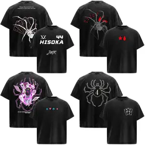 Hisoka Morow Hunter x Hunter HxH Anime Manga Acid Washed 230GSM Heavyweight Cotton T Shirt Collection - Size S to 3XL - Unisex Vintage Streetwear Oversized Crewneck Merch - Gift for Anime Fans