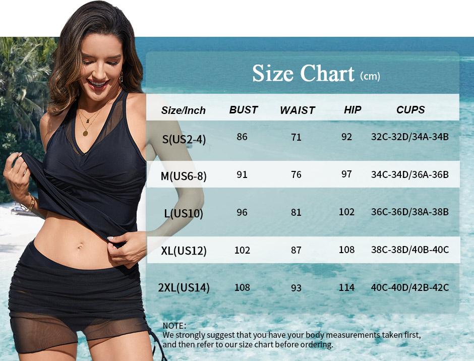 Chicovar Boutiques Womens High Waisted Bikini Sets Swim Skirt Mesh Swim Suits 2 Piece Tummy Control Bathing Suits