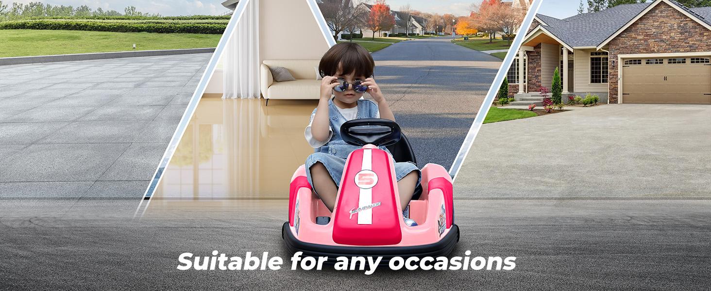 12V Kids Bumper Car with Big Wheel, 2.2 Mph Max,Ride on toys for Toddlers with Remote, Baby Bumping Toy Car with DIY Stickers,360 Degree-Spin, Music, Bluetooth,LED Lights