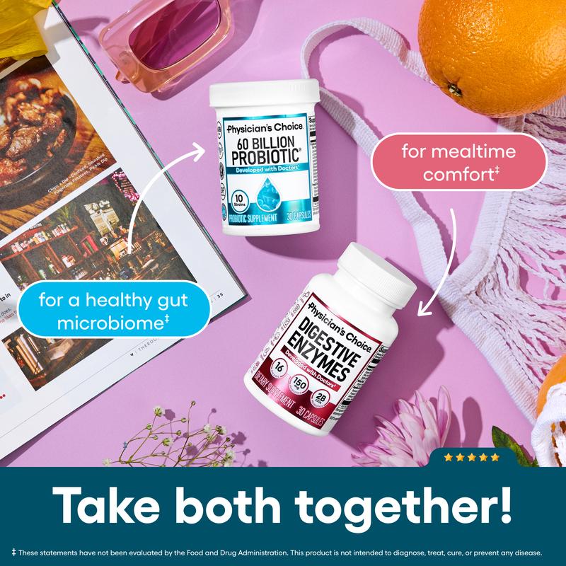 Physician's Choice 60 Billion Probiotic - Daily Gut Health, Digestive & Immune Support for Men and Women with Organic Prebiotics & 10 Unique Strains