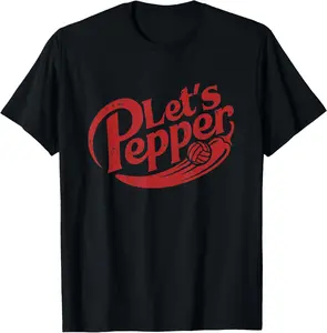 100% Cotton Let's Pepper Vintage Distressed Volleyball Graphic T-Shirt