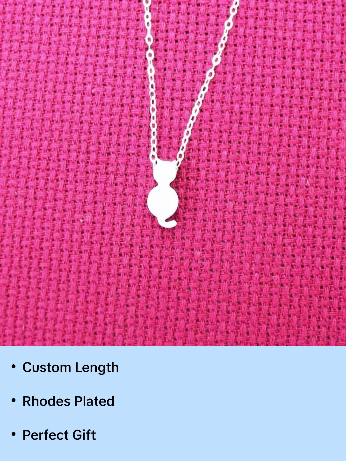 Silver Cat Necklace - Tiny Silver Cat Necklace, Sterling Silver Necklace, Christmas Gift,