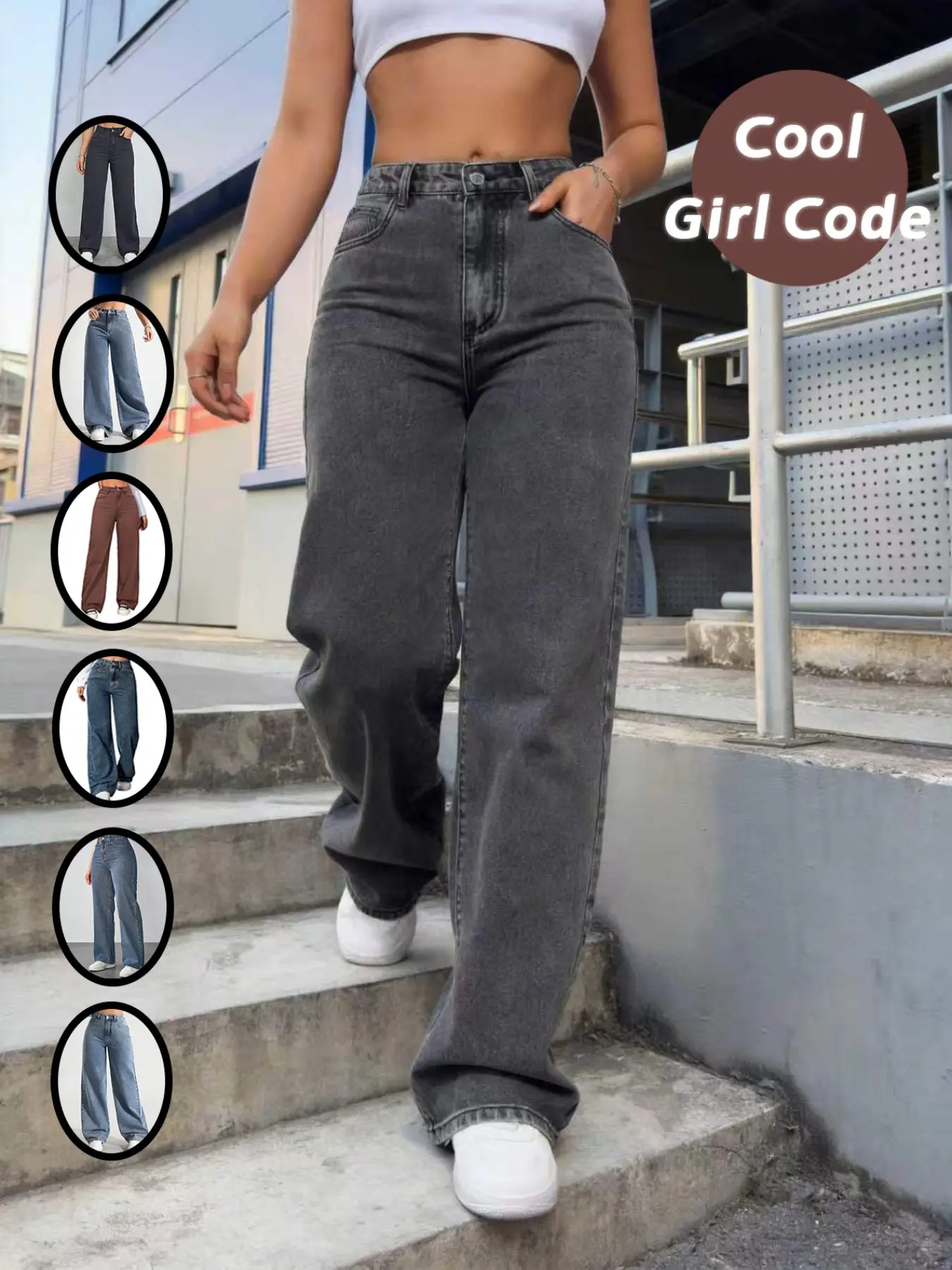 Women's Straight Leg Loose Fit Basic Denim Jeans, Mid-Waist Wide-Leg Boyfriend Pants, Breathable Comfort, Trendy Versatile, Valentine's Day Gift, Streetwear, Bottom