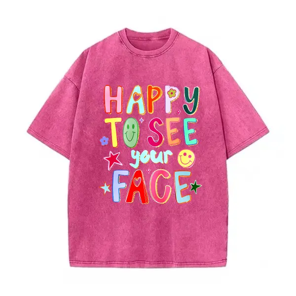Women's Graphic T-Shirts - Crew Neck Sports Top with Loose Comfy Fit, Hand-Drawn Colorful Doodle Stars Print, Casual Everyday Wear, 1st Day of School Teacher Gift-Ready Shirt, Clothes for Women