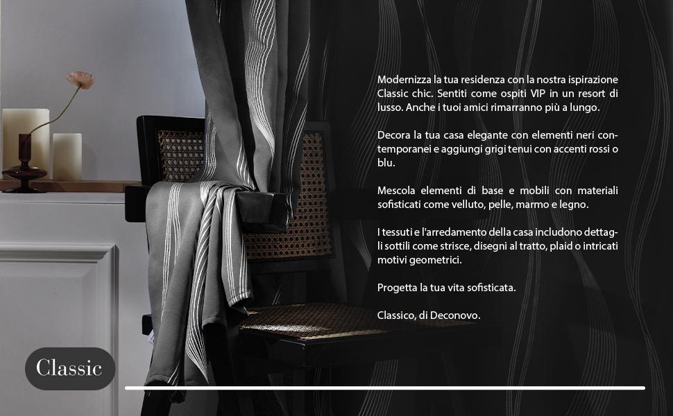 Blackout Curtains 2 panels, Deconovo Room Darkening Silver Foil Print Wave Stripe Thermal Insulated Window Curtains for Living Room curtain