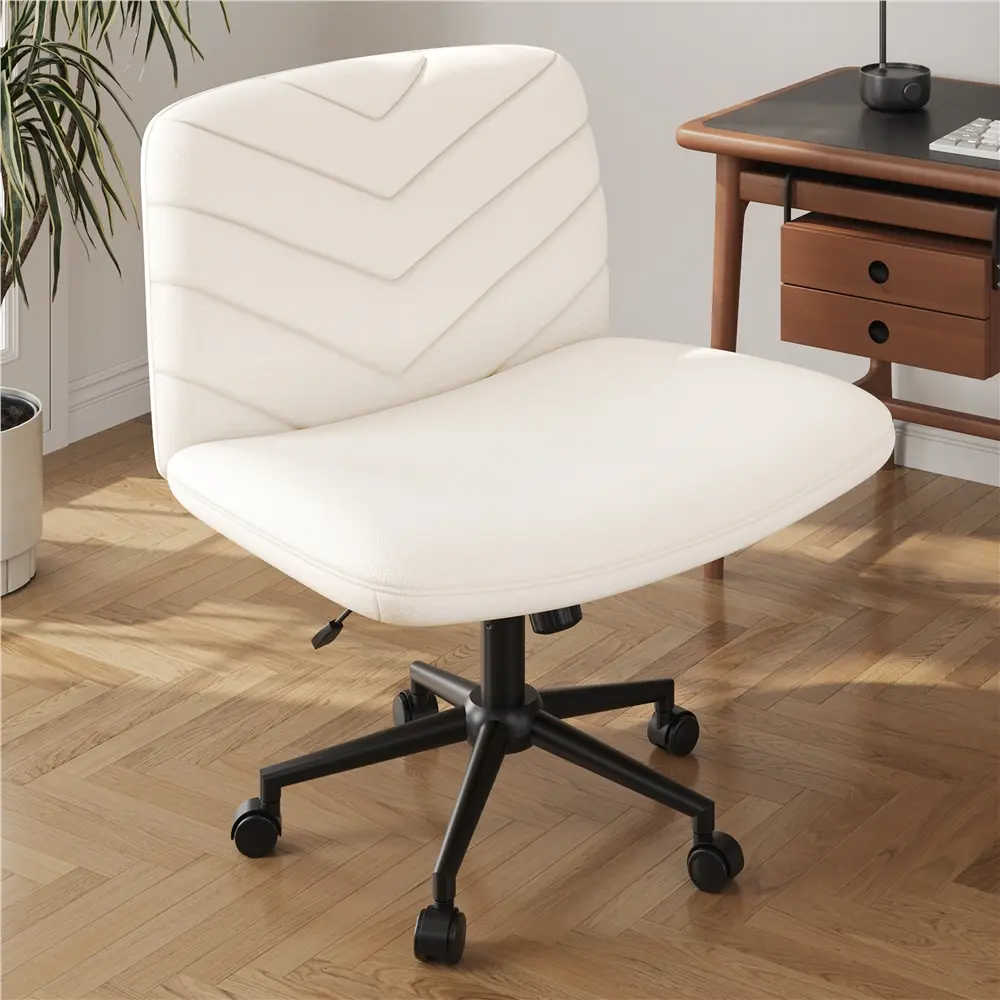 【On Sale】Yaheetech Wide Criss Cross Adjustable Armless Chair with Swivel Vanity, 26" W x 26" D, 300 lb Maximum Weight Capacity, Ergonomic Design tiktokshopbacktoschool