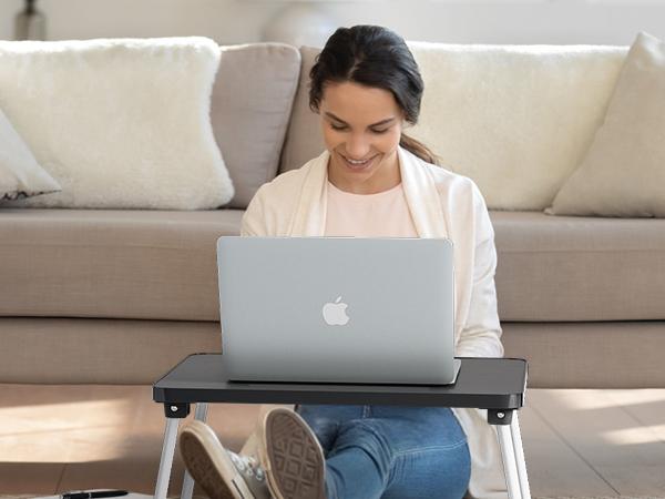 Lap Desks Laptop Tray for Bed or Couch,Portable Breakfast Serving Tray with Folding Legs,Foldable & Lightweight Mini Table, Laptop Stand for Working, Reading and Writing,Beige