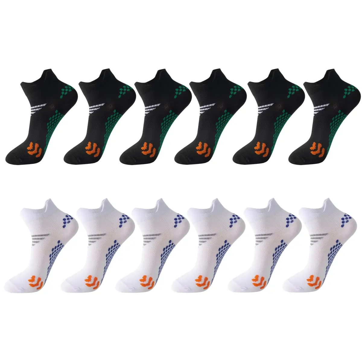 Lpxpass Men's Targeted Compression Athletic Socks Set - 3/6 Pairs Polyester Plain Ankle, Low Cut Training, Cushioned, 8-15 mmHg Arch Support, All-Season Workout & Outdoor Sports Socks, Training Low Socks