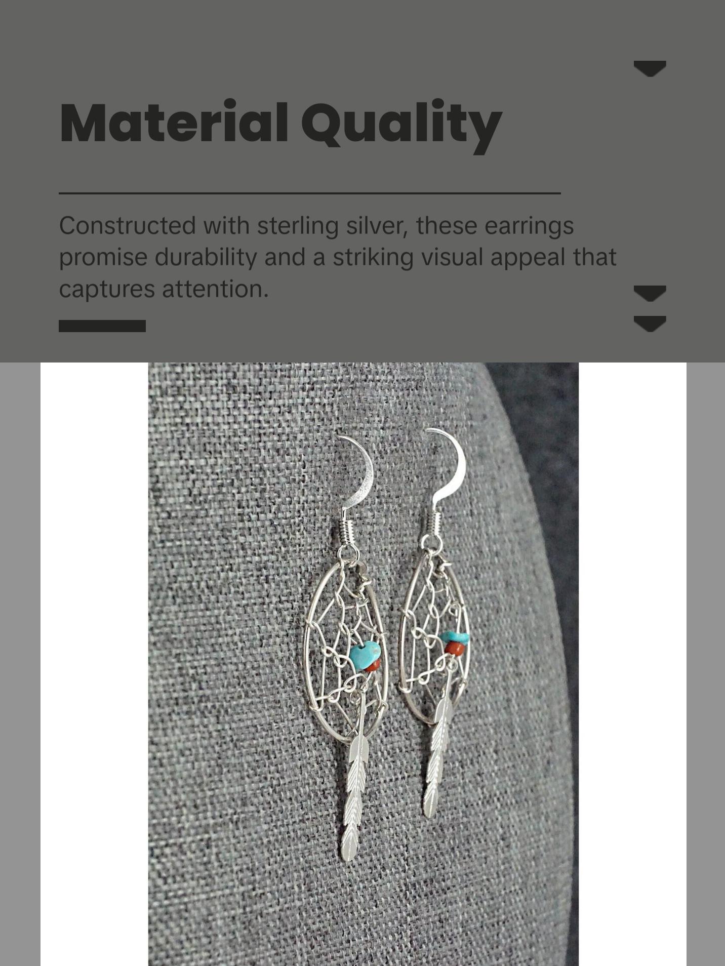 Turquoise, Coral & Sterling Silver Earrings - Helena Yazzie