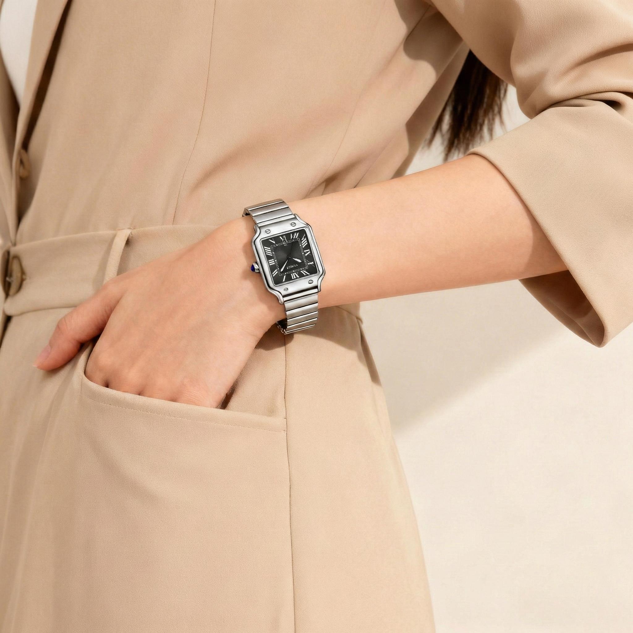 Classic Square Silver Watch for Men Women Unisex - Roman Numeral Analog Quartz Waterproof - Stainless Steel Date Wristwatch - Old Money Aesthetic Style - Best Couples Gift for Him Her Birthday Valentine Classic Square Silver Watch for Men Women Unisex - Roman Numeral Analog Quartz Waterproof - Stainless Steel Date Wristwatch - Old Money Aesthetic Style - Best Couples Gift for Him Her Birthday Valentine