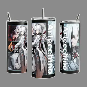 Arlecchino Genshin Impact The Knave Fatui Harbinger Stainless Steel Tumbler 20oz & 40oz with Handle | Crimson Flame Edition