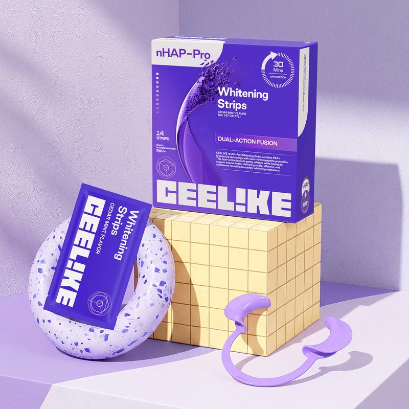 CEELIKE Purple Teeth Whitening Strips With Free Cheek Retractor - 7/21 Whitening Sessions -Nano-Hydroxyapatite Safe for Enamel - Non Sensitive Teeth Whitening - Peroxide-Free CEELIKE Purple Teeth Whitening Strips With Free Cheek Retractor - 7/21 Whitening Sessions -Nano-Hydroxyapatite Safe for Enamel - Non Sensitive Teeth Whitening - Peroxide-Free