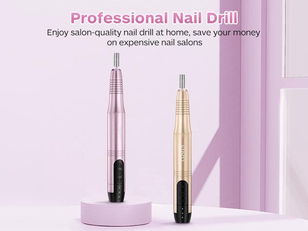 COSLUS Professional Electric Nail Drill Kit - Cordless Rechargeable with 6 Bits & 60 Sanding Bands for Acrylic Gel Nails - Lightweight Portable for DIY Manicure Pedicure - Quiet Low Heat Design - Ideal for Home Salon Use