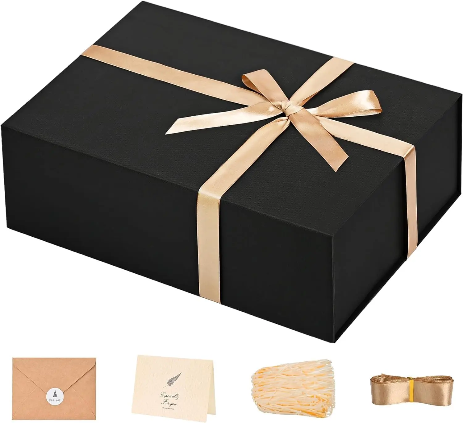 Gift Box 13.5''x10''x4'' Large Black Gifts Boxes with Magnetic Lids Luxury Gift Box for Groomsman Proposal Gifts Contains Card, Ribbon, Filler for Wedding, Christmas,Birthday Gift Packging, Gift Box Packaging, Special Box