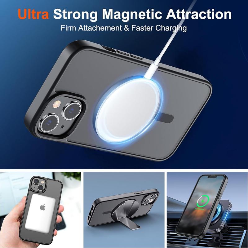 Magnetic for iPhone 17/16/15/14/13/12/11 series Case  (Compatible with MagSafe)(10 FT Military Grade Drop Protection) Slim Translucent Matte Shockproof Phone Cover