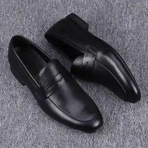 Men's casual business formal leather shoes, fashionable and trendy styles, lightweight and anti-slip, black formal work men's shoes