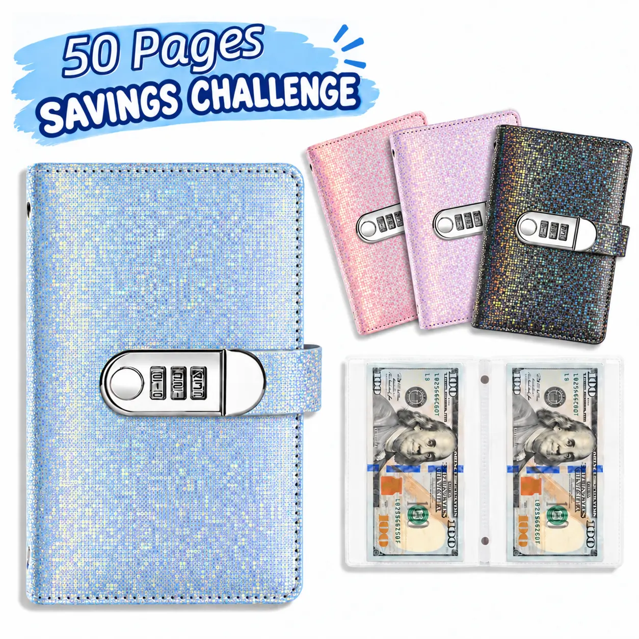 2026 Vintage Metal Lock Cash Binder - Waterproof Portable Storage Bag, Budget Planner for Envelope Saving & Household Budget Management - MM1