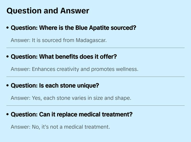 Blue Apatite Tumbled Stone - Blue Apatite Crystal from Madagascar - Motivation Crystal - Polished Blue Apatite Gemstone