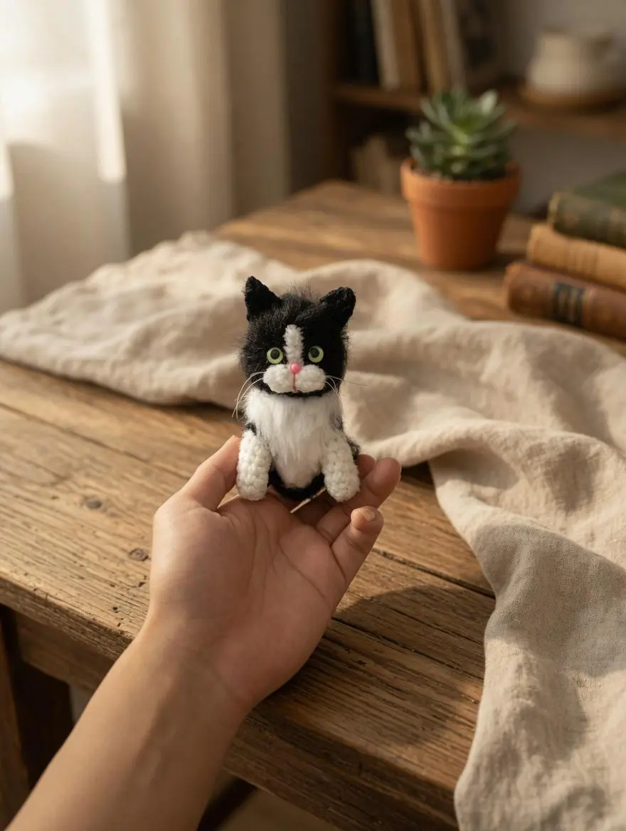 Custom Crochet Cat Plush, Personalized Pet Memorial Amigurumi, Handmade Cat Stuffed Animal, Custom Cat Keepsake Gift for Cat Lovers
