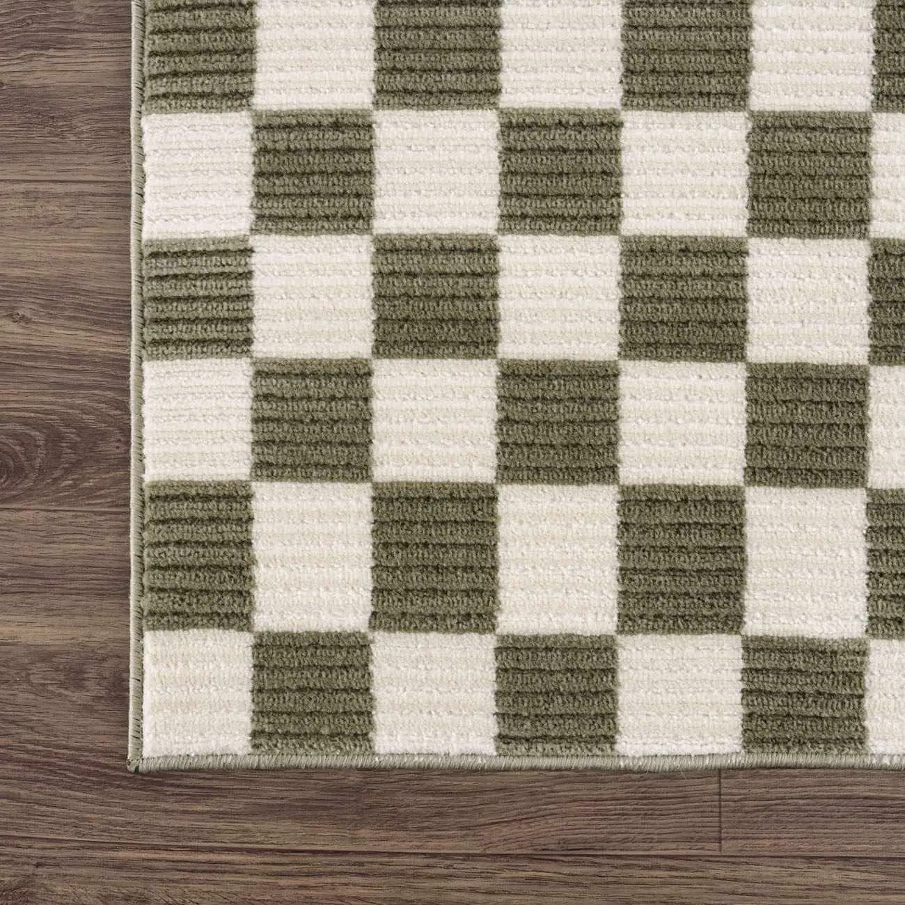 Kaysar Green Checkered Area Rug