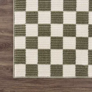 Kaysar Green Checkered Area Rug
