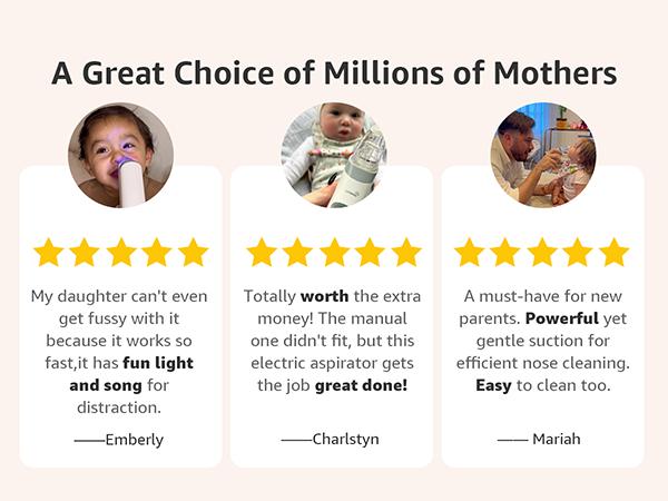 Grownsy Nasal Aspirator for Baby, Electric Nose Aspirator for Toddler, Baby Nose Sucker, Automatic Nose Cleaner with 3 Silicone Tips, Adjustable Suction Level, Music and Light Soothing Function