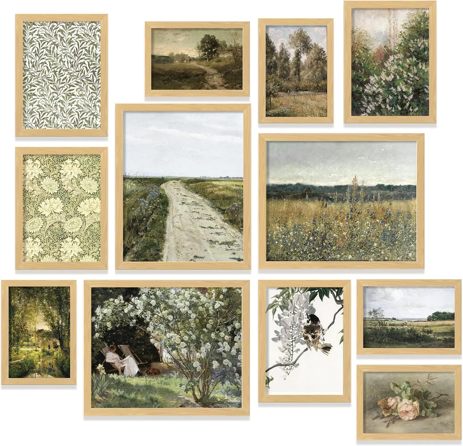 97 Decor French Country Unframed Nature Paper Prints Set - 12 Pcs Vintage Farmhouse Home Decor, Outdoor Landscape Multi-Size Posters (8x10/5x7/4x6) for Kitchen Gallery Wall, Ideal Gift