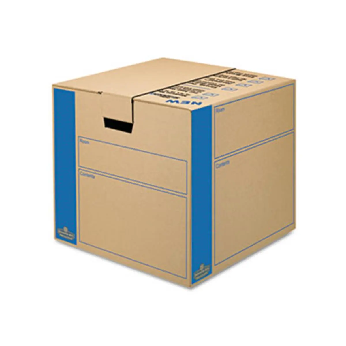 Bankers Box 0062801 SmoothMove Extra-Strength Medium Carry Handle Storage Box, Hand-Held Design, 18w x 18d x 16h, Kraft Home Organizer Moving Bin, Carry Handle Storage Boxes