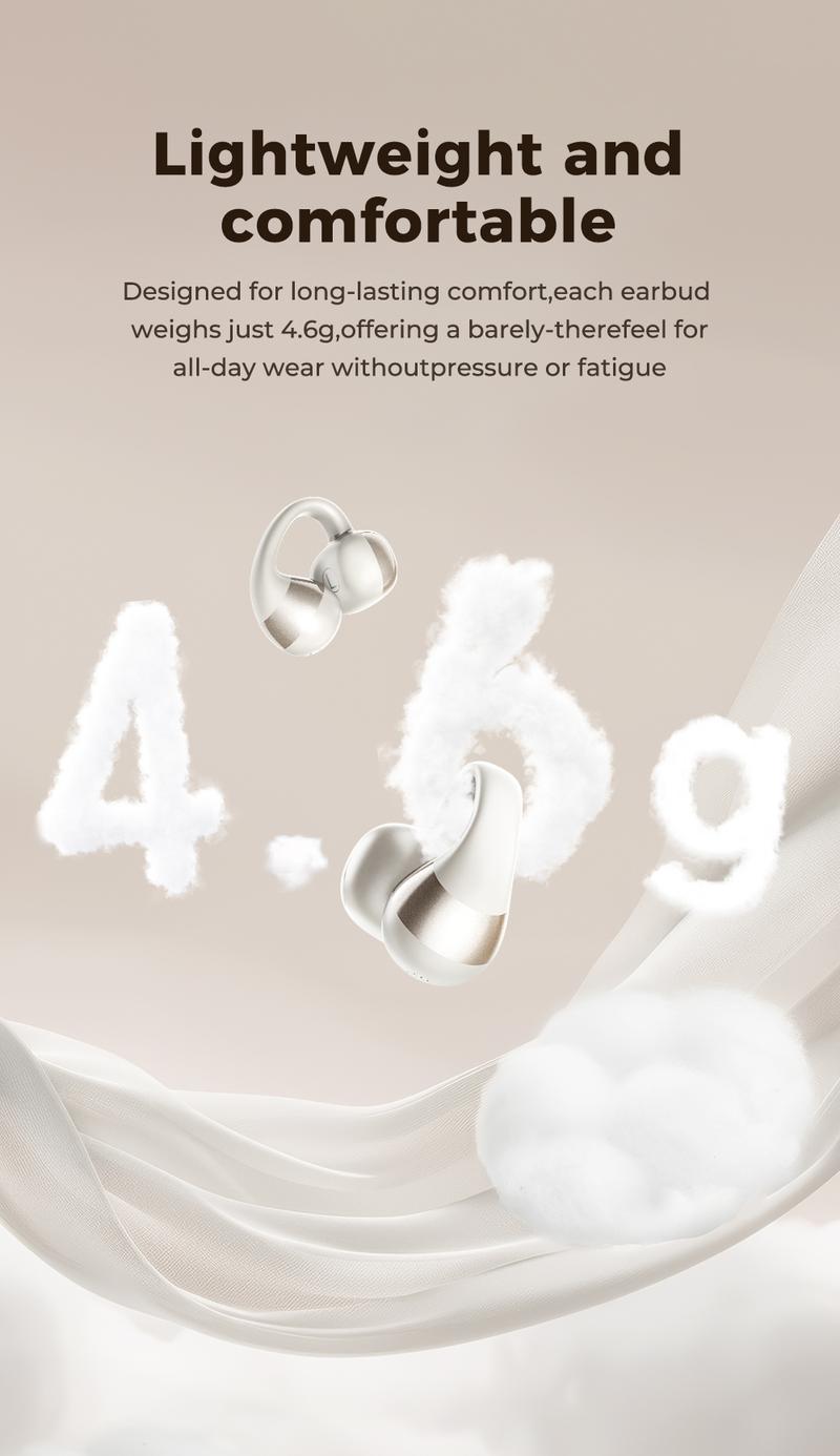 HTC NE56 OWS - New clip-on earphones. Bluetooth headset (6.0), IPX5 waterproof, with charging case and built-in microphone. Super comfortable to wear, excellent sound quality, and a three-month warranty! Suitable for a variety of occasions.