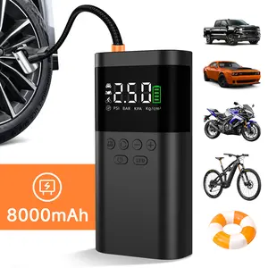 Wireless tire inflation pump, portable air compressor, large capacity battery power supply, wireless digital display screen, enhanced safety function, suitable for automobiles and inflation equipment