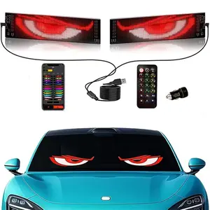 Devil Eyes LED Light Strips for Cars Trucks SUVs 23.42*4.72inch Customizable Windshield Decoration with App Control USB Powered Driving Excitement Full Color LED Bead Tech