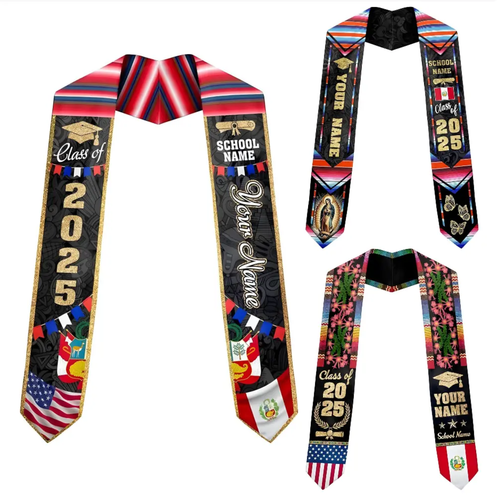 Personalized Peruvian Graduation Stole 2025, Peruvians American Flag Graduation Stole, Custom Peru Graduation Sash 2025