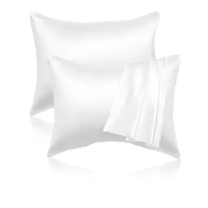 VEVOR Satin Pillowcase,  2 Pack Standard Size Satin Pillow Cases for Hair and Skin, Similar to Silk Pillowcases with Hidden Zipper, Smooth, Soft and Breathable Cooling Pillowcase, for Sleeping (White)