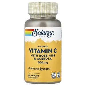 Solaray Buffered Vitamin C With Rose Hips & Acerola, 100 VegCaps