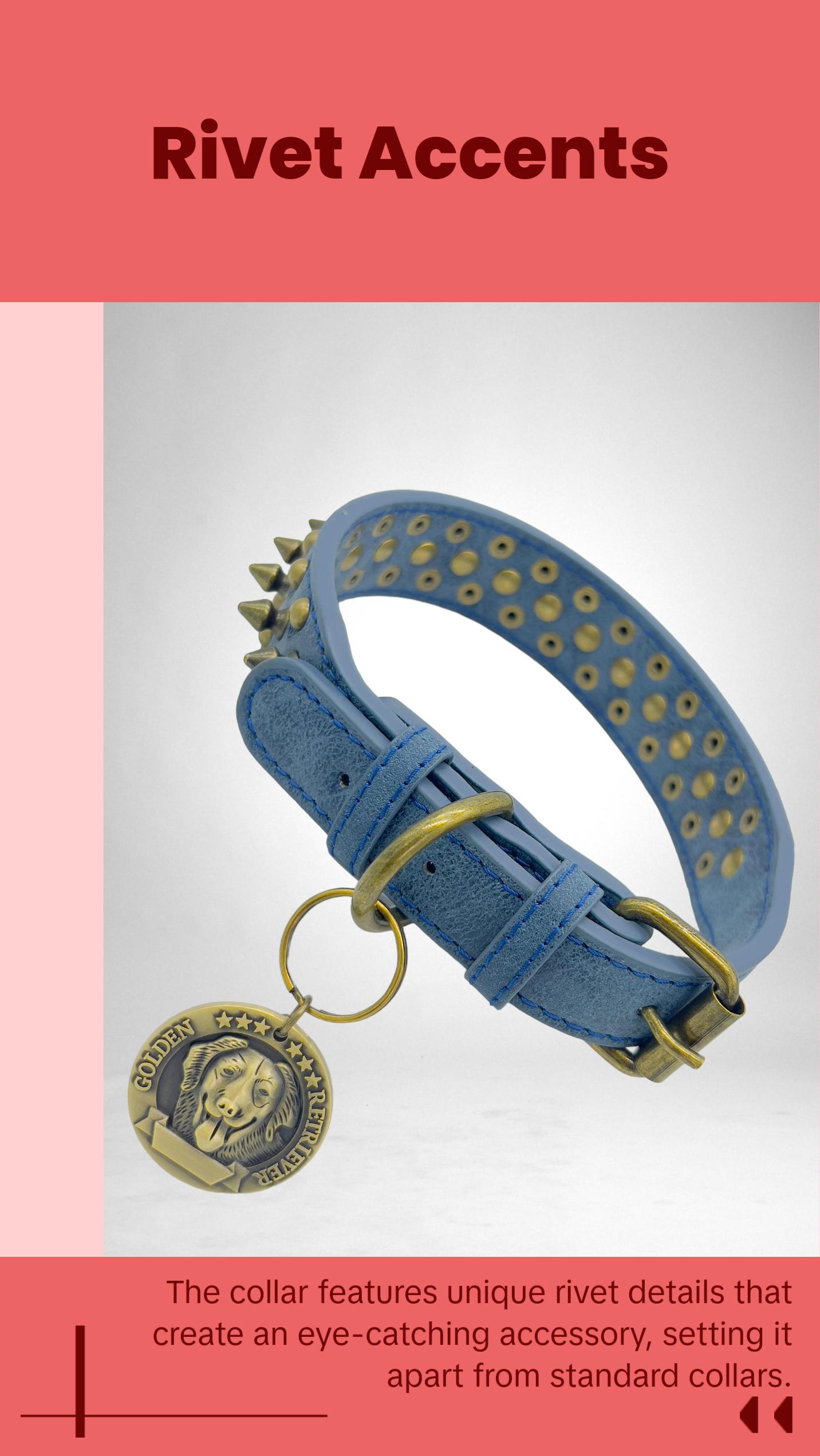 JACK Rivets Handmade PU Leather Dog Collar