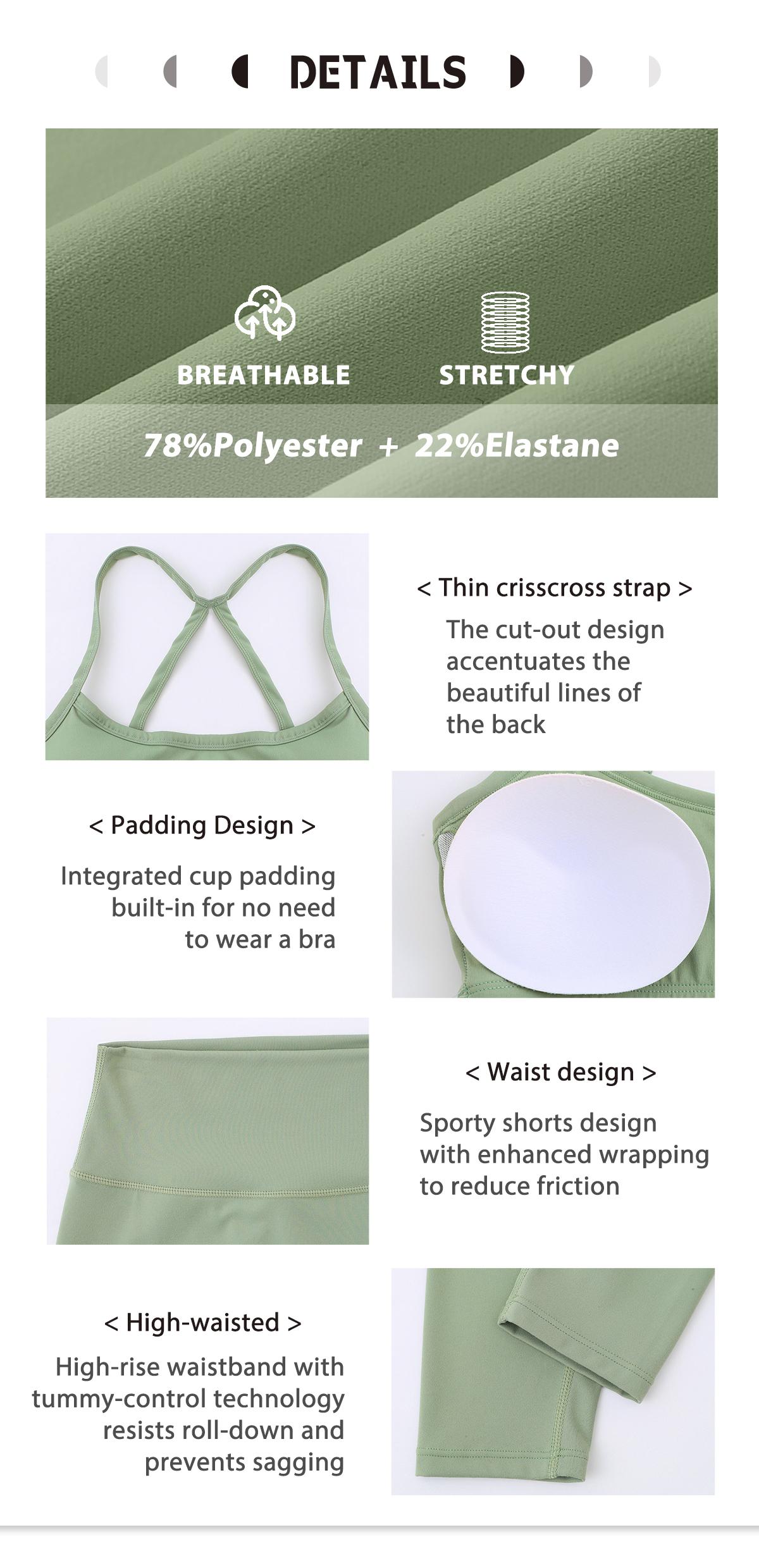 NcmRyu Women's Strappy & Leggings Set - Sculpting Buttery-Soft Activewear Yoga Gym HIIT Trendy Cutout Design Sporty Casual Seamless Tank Women Skinny Sportswear Workout Ribbed Textured Sweatsuit with Crisscross Strap Back & 4-Way Stretch Womenswear