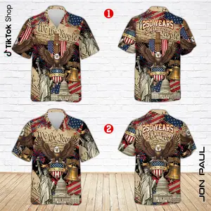 USA 250th Anniversary Hawaiian Shirt, America 250 Button Tee, Jerome Powell Bootleg T-shirt, 250 Years Of Freedom and Faith Gift Merch T Shirt