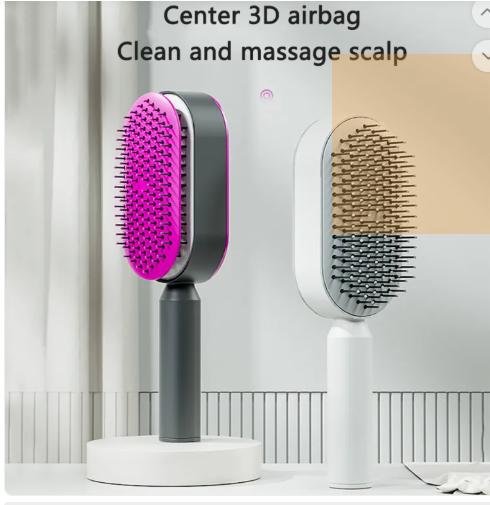 Self Cleaning Hair Brush For Women One-key Cleaning Hair Loss Airbag Massage Scalp Comb Anti-Static Hairbrush