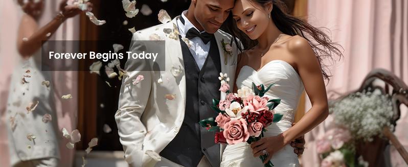 Supreowls Pink Roses Flower Bouquet Building Set, Artificial Flowers Botanical Collection Kit for Adults Women & Men - Gift for Valentines Day, Home Room Office Shelf Centerpieces Decor