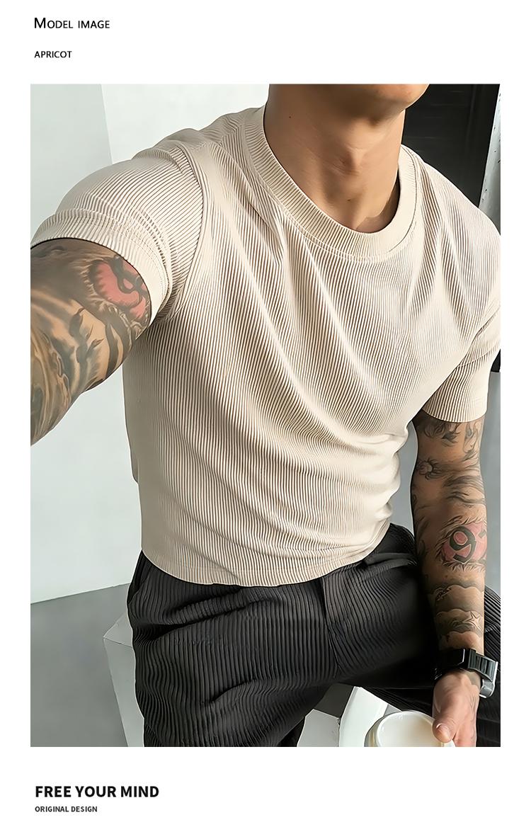 Men's Corduroy Solid Color Loose Fitting Round Neck Short Sleeve T-Shirt,unisex Casual Basics,Fashionable Versatile Streetwear,Minimalist Youth Street Style,Suitable For Daily Wear,Outdoor,For summer Menswear