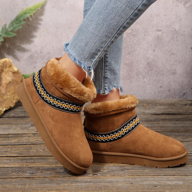 Mysoft Women's Faux Lambswool Bohemian Style Snow Boots, Winter Warm Fur Shoe, Womensfashion Footwear, Comfortable Walking Boots for Women, Ideal Valentine's Day Gift