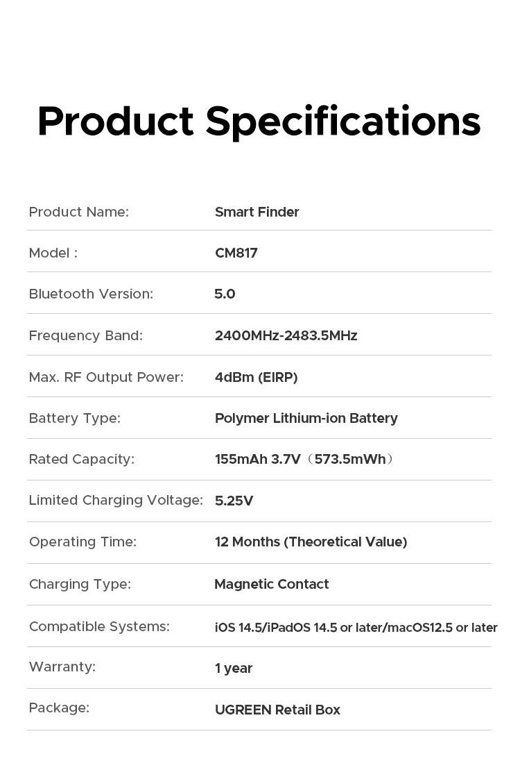 UGREEN FineTrack Slim Smart Finder Compatible with Apple Find My (iOS Only), Wallet Finder, IP68 Waterproof Rechargeable Bluetooth Tracker Card-Button Device Magnetic,TikTokShopBlackFriday ,TikTokShopHolidayHaul